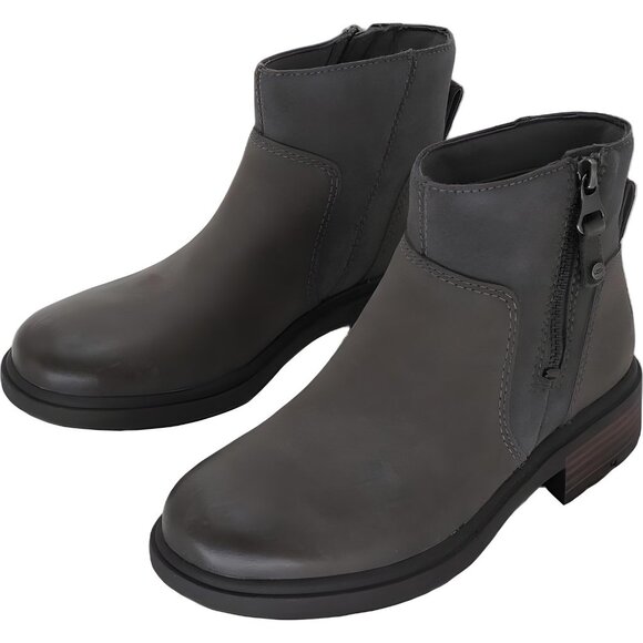 UGG Women's Harrison Zip Leather Fashion Boot, Thunder Cloud, Size 5 - Picture 2 of 6